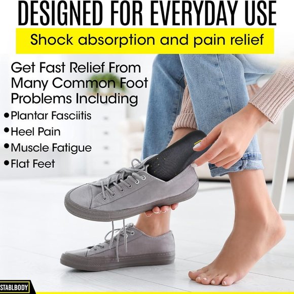 2PK/Thick Memory Foam Insoles Men/Orthotic Plantar Fasciitis Relief - Picture 6 of 7